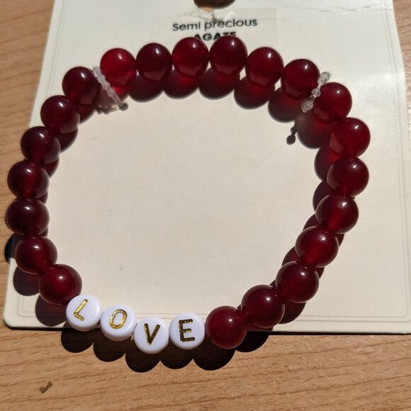 Agate Beads Elastic Love Bracelet NWT - Unisex - Picture 2 of 3